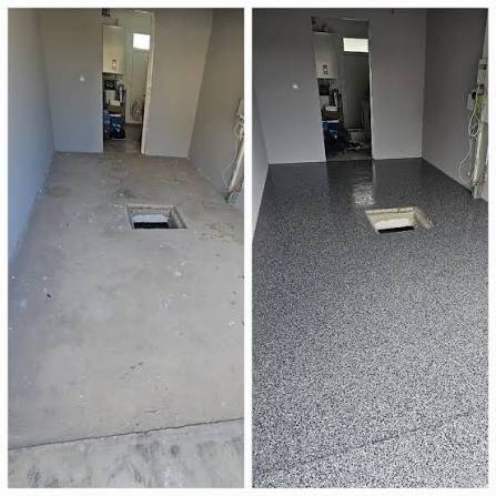 Résine Quartzée grise dans un Garage à La Roche-sur-Yon