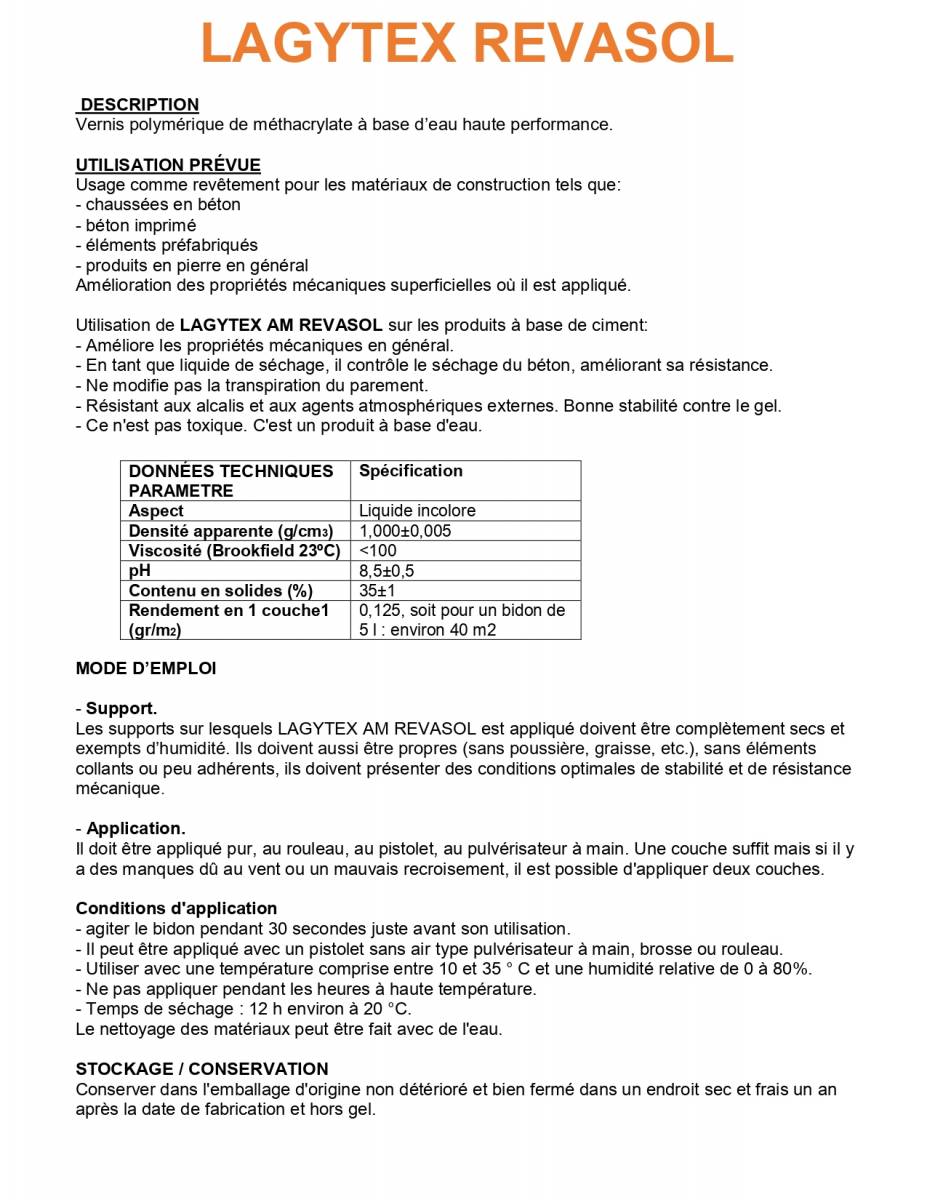 Lagytex Revasol mode d'emploi