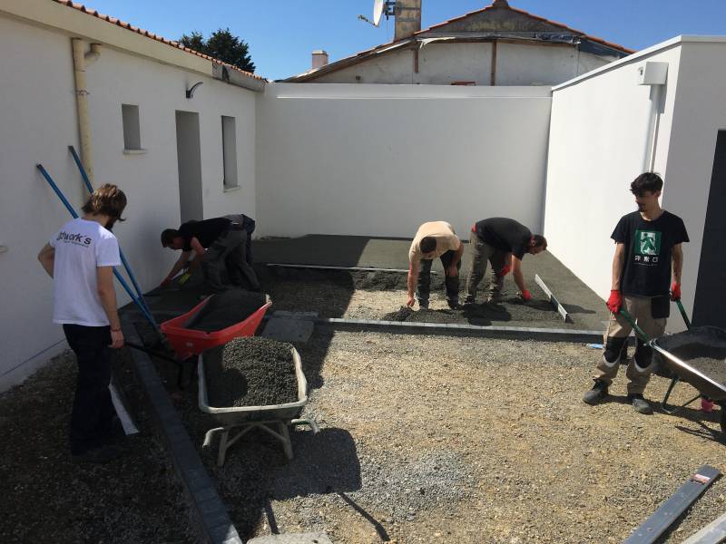 Mise en place de béton drainant Château d'Olonne 