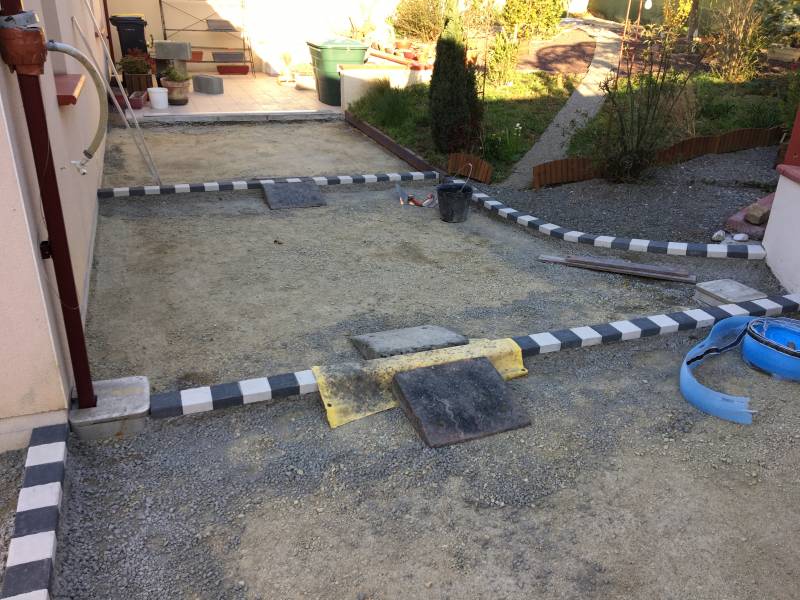 Pose des pavés noir et blanc  Saint Gervais